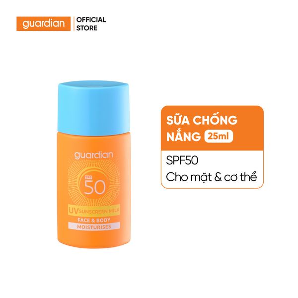 Sữa Chống Nắng Dưỡng Ẩm Guardian Face & Body Uv Suncreen Milk Spf50 Moisturises Cho Mặt Và Cơ Thể 25ml