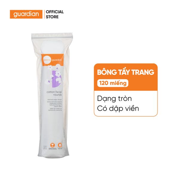 Bông Tẩy Trang Dạng Tròn Dập Viền Guardian 120 Miếng