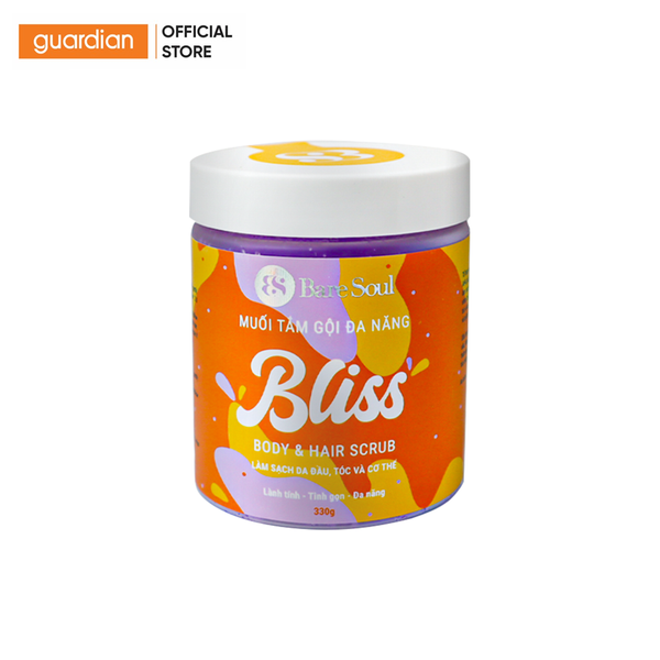 Muối Tắm Gội Tẩy Tế Bào Chết Da Đầu Và Cơ Thể Baresoul Bliss Body & Hair Scrub Có Chứa AHA 330gr