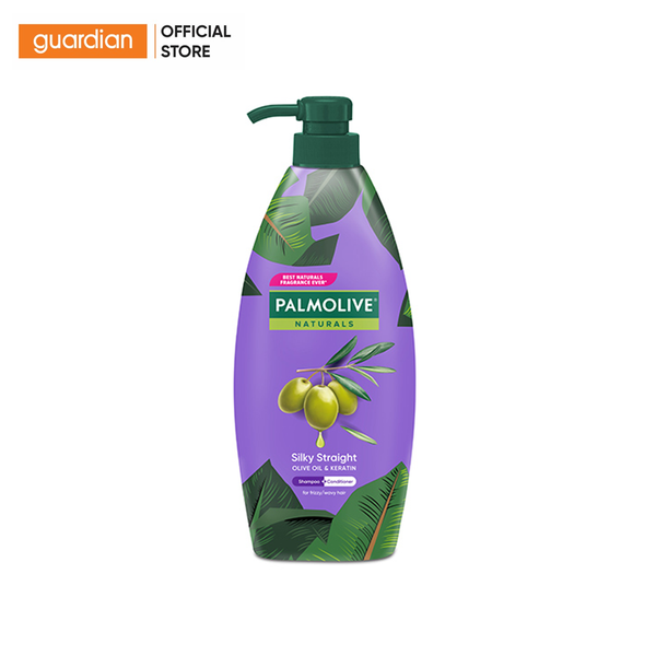Dầu Gội Kèm Dầu Xả 2 Trong 1 Suôn Mượt Óng Ả Palmolive Từ Keratin Và Dầu Olive 600ml