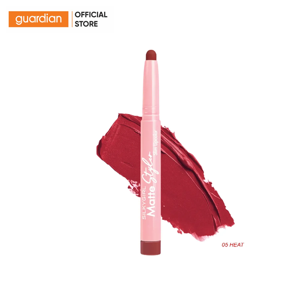 Son Bút Chì Silkygirl Matte Styler Slim Lipcolor #05 Heat Đỏ Đất 1,4Gr