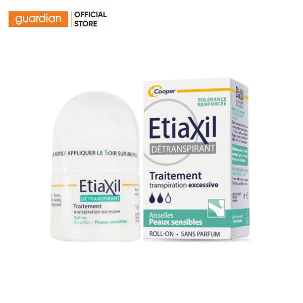 Lăn Khử Mùi Etiaxil Détranspirant Traitement Roll-On Peaux Sensibles Dành Cho Da Nhạy Cảm (Màu Xanh) 15Ml