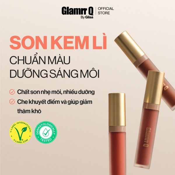  Son Kem Lì Glamrr Q Long Wear Lip Cream #09 Hei Hei Đỏ Hồng Đào 5gr 