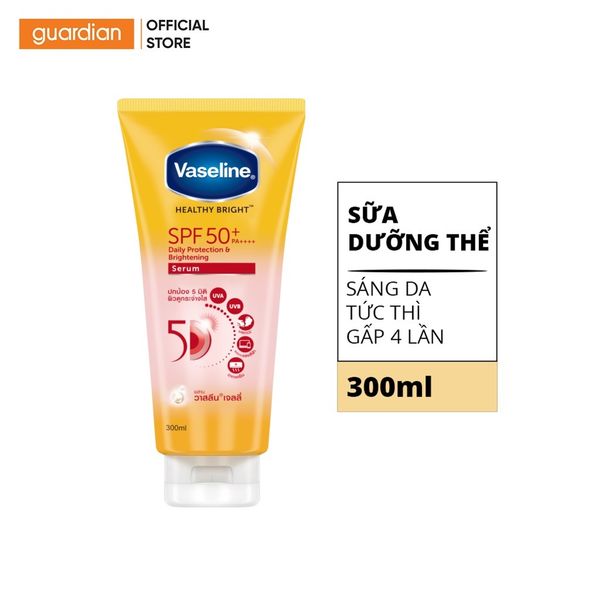 Sữa Dưỡng Thể Giúp Hỗ Trợ Sáng Da Chống Nắng Vaseline Healthy Bright Bảo Vệ Da Hàng Ngày Daily Protection & Brightening Serum Spf50+ Pa++++ 300Ml