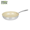 Chảo men gốm 3 lớp Inox nguyên khối Green Cook - Dùng được bếp từ - Tay cầm chống bỏng