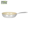 Chảo men gốm 3 lớp Inox nguyên khối Green Cook - Dùng được bếp từ - Tay cầm chống bỏng