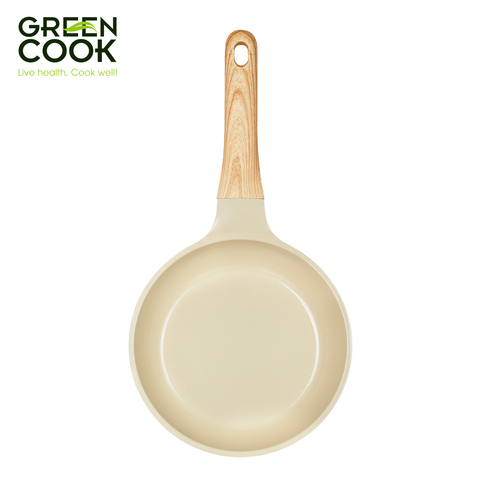 Chảo đúc cạn 26cm men gốm Ivory Green Cook GCP233-26IH