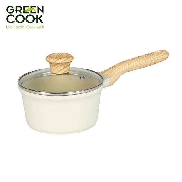 NỒI ĐÚC 16CM MEN GỐM IVORY GREEN COOK GCS233-16IH