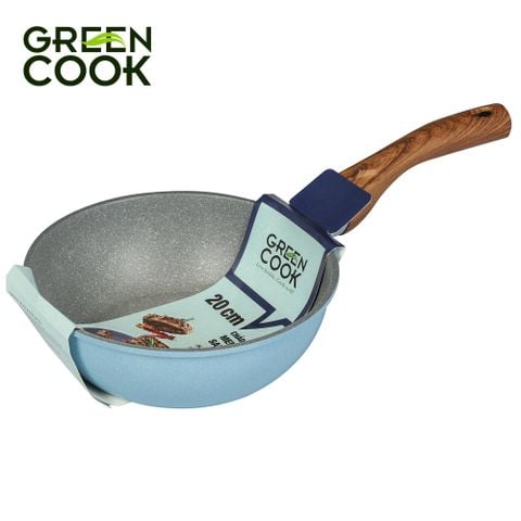 Chảo đúc đáy từ men đá xanh sapphire 20 cm Green Cook GCP09-20IH