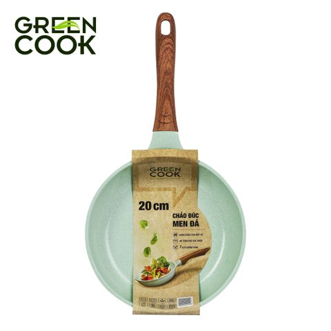 Chảo đúc đáy từ chống dính men đá ceramic xanh ngọc 20 cm Green Cook GCP06-20IH công nghệ Hàn Quốc