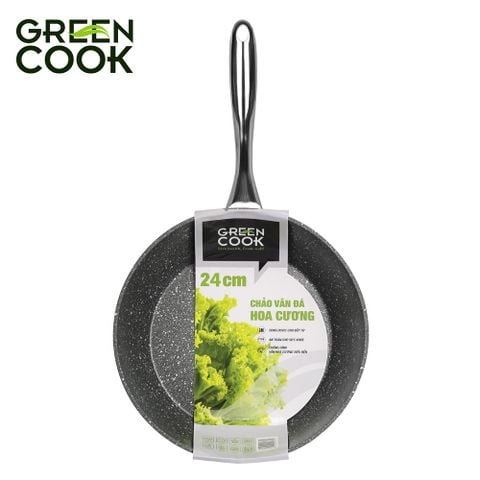 Chảo sâu vân đá hoa cương đáy từ chống dính Green Cook GCP08-24IH size 24 cm