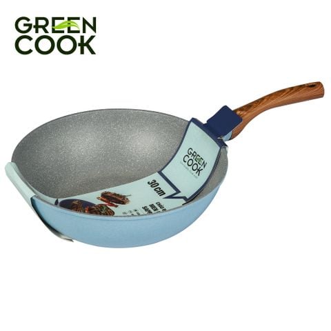 Chảo đúc đáy từ men đá xanh sapphire 30 cm Green Cook GCP09-30IH