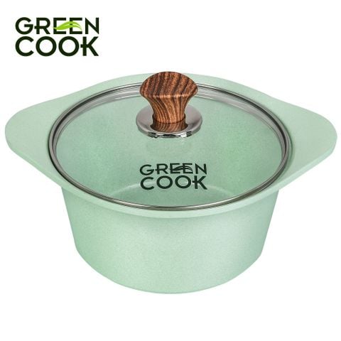 Nồi đúc đáy từ men đá xanh ngọc 20 cm Green Cook GCS05-20IH công nghệ Hàn Quốc