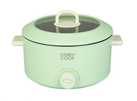Lẩu điện Green Cook GCEH234, dung tích 4L, nồi đa chức năng chống dính đun nấu, hầm canh, chiên xào, bảo hành 12 tháng