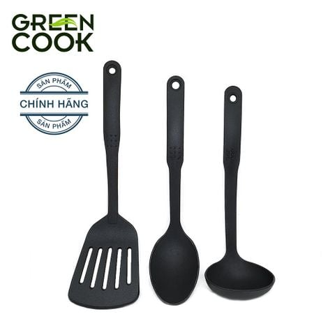 Bộ 3 món vá sạn nhựa nấu ăn Green Cook GCSP-03 chất liệu PA66 an toàn sức khỏe