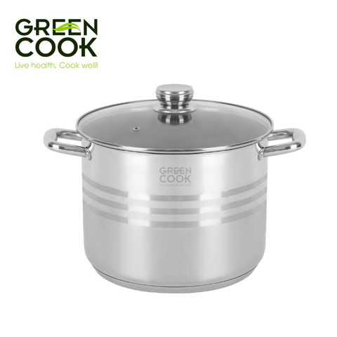 Nồi Luộc Gà Inox 5 Đáy 28 cm Green Cook - Đáy 5 Lớp Truyền Nhiệt Nhanh - Chất Liệu Inox An Toàn - Phù Hợp Mọi Loại Bếp - Hàng Chính Hãng