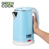 Bình đun siêu tốc inox 304 cao cấp 2 lớp chống bỏng 1,7L Green Cook GCEK-17S15D màu xanh