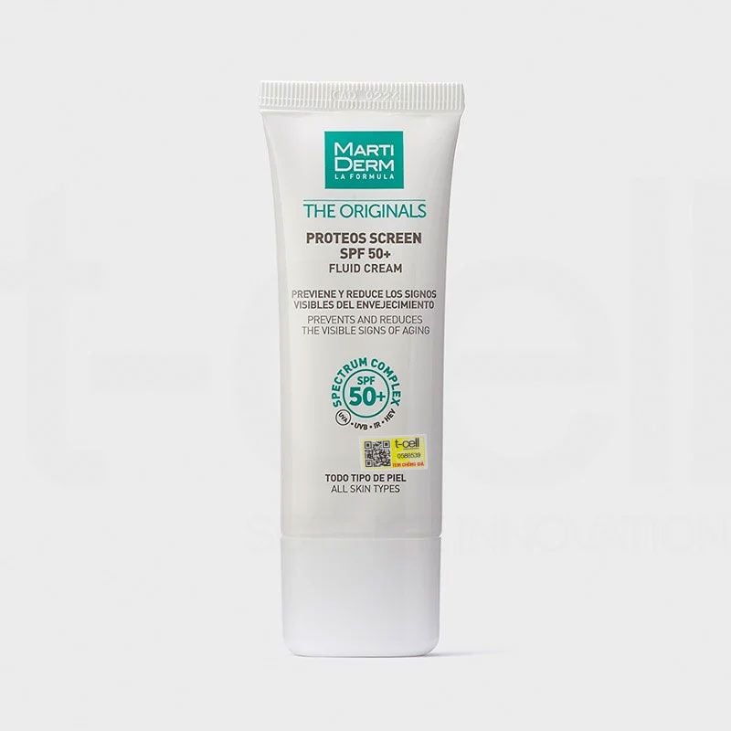  Kem Chống Nắng Phổ Rộng Toàn Diện Ngừa Lão Hóa, Phòng Chống Nám Quay Lại - MartiDerm The Originals Proteos Screen SPF50+ Fluid Cream 