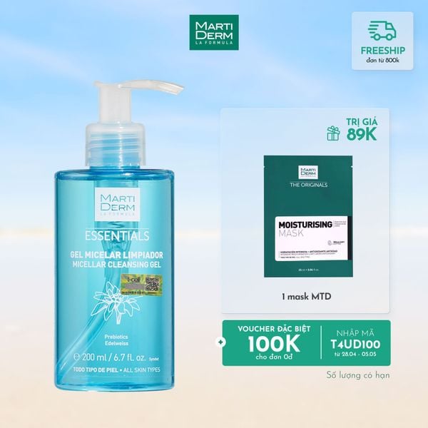  Gel Rửa Mặt Cho Mọi Loại Da - Martiderm Essentials Micellar Cleansing Gel 200ml 
