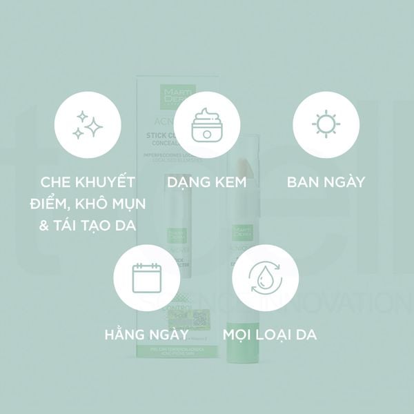  Bút che khuyết điểm & làm giảm mụn - MartiDerm Acniover Cover Stick Corrector (15ml) 