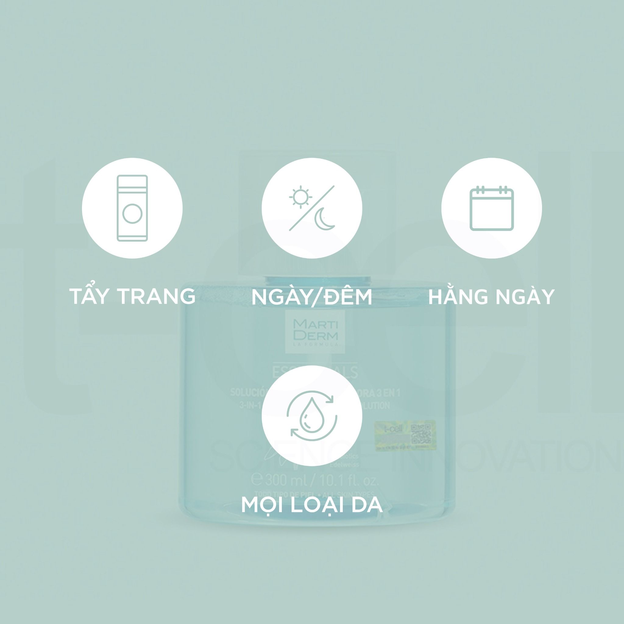  Nước Tẩy Trang - Martiderm Essentials Micellar Cleansing Solution 3 In 1 