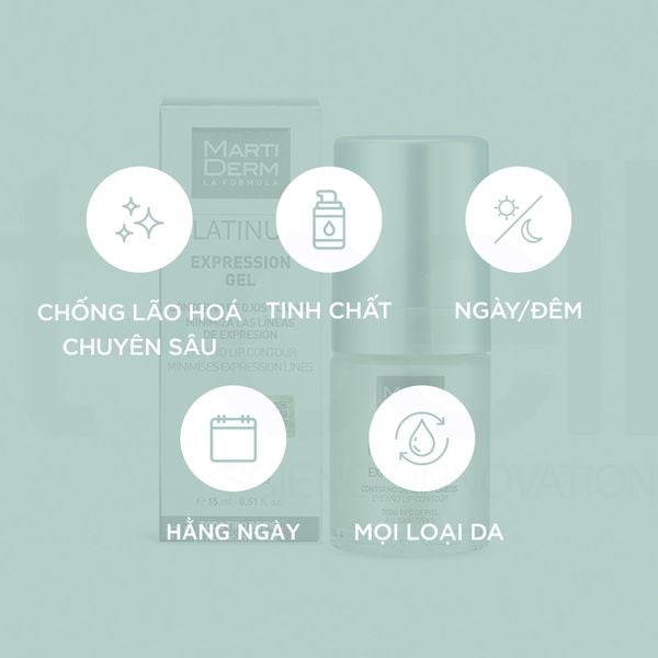  Gel Dưỡng Làm Đầy Rãnh, Giảm Nhăn Đuôi Mắt & Khóe Miệng - MartiDerm Platinum Expression Gel (15ml) 
