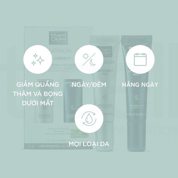  Kem dưỡng mắt ngày & đêm giảm bọng mắt, quầng thâm - MartiDerm Platinum Eye Correct (2 x 10ml) 