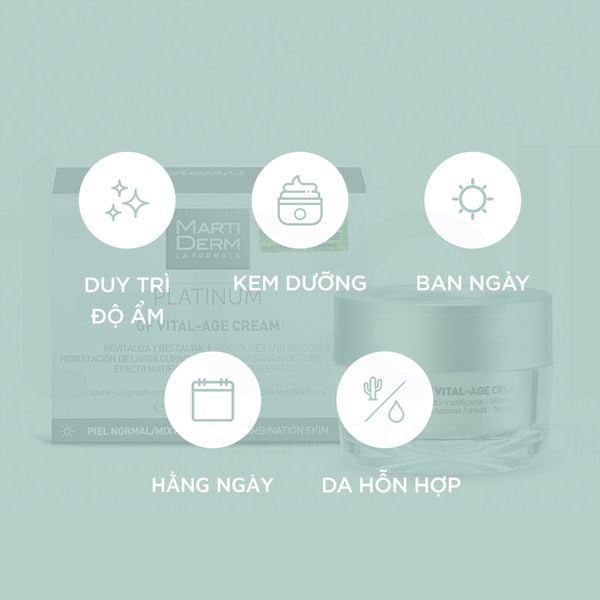  Kem Dưỡng Phục Hồi Chống Lão Hóa Đa Chức Năng - MartiDerm Platinum GF Vital Age Cream normal/mixed Skin (50ml) 