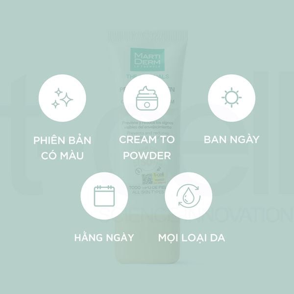  Kem Chống Nắng Làm Đều Màu Da - MartiDerm The Originals Proteos Screen SPF50+  Color Fluid Cream (Light) (40ml) 