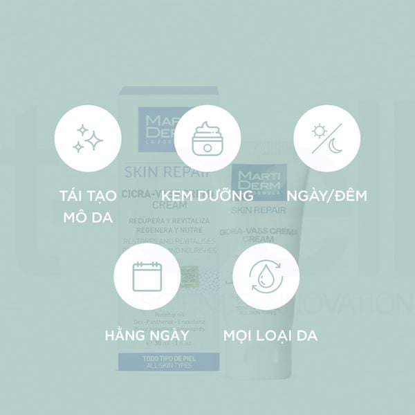  Kem Dưỡng Tái Tạo & Phục Hồi Da Nhạy Cảm - MartiDerm Skin Repair Cicra Vass Cream 
