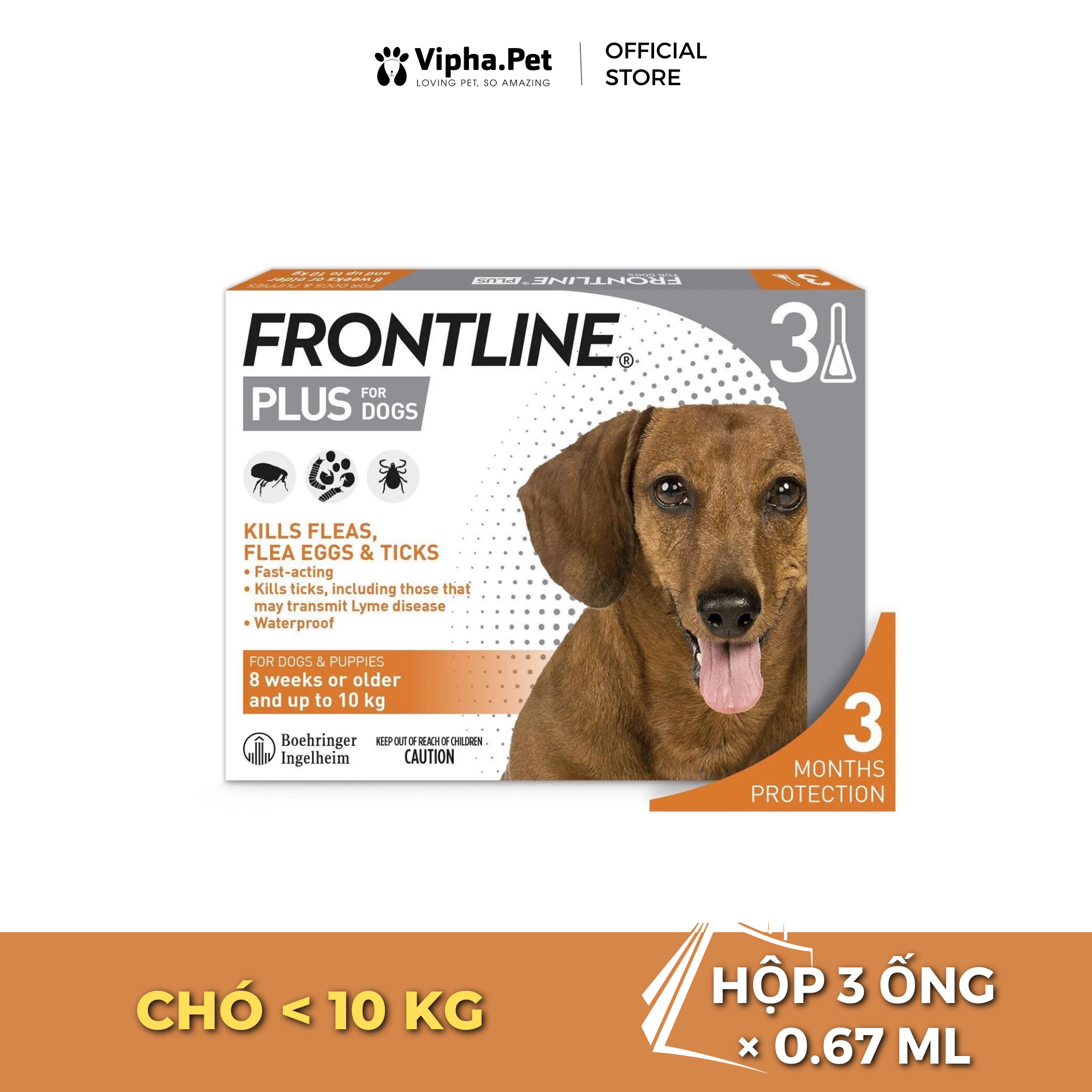  FRONTLINE® PLUS FOR DOGS Tuýp nhỏ gáy phòng & trị ve, rận, bọ chét (trứng, ấu trùng, con trưởng thành) cho chó size S (2-10kg) 
