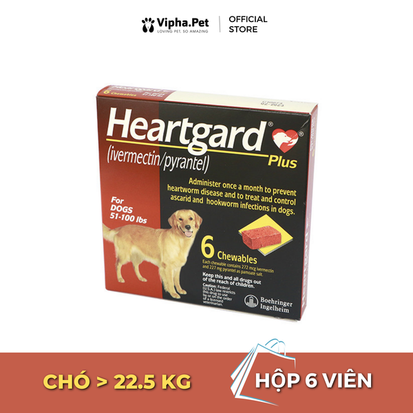 HEARTGARD® PLUS Viên nhai xổ giun đũa, giun móc, giun tim dành cho chó size L (>22.5kg)