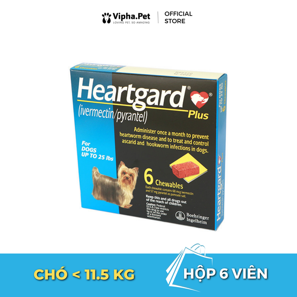 HEARTGARD® PLUS Viên nhai xổ giun đũa, giun móc, giun tim dành cho chó size S (<11.5kg)