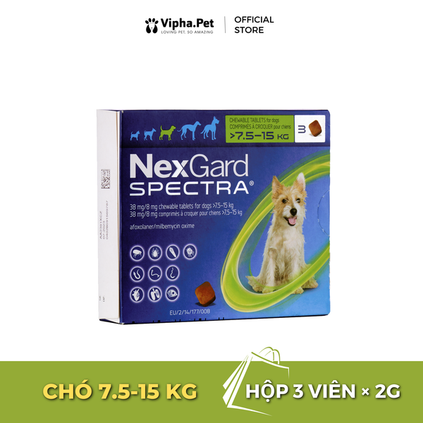 NexGard SPECTRA - Viên nhai phòng & trị nội, ngoại ký sinh dành cho chó size M (7,5 - 15kg)