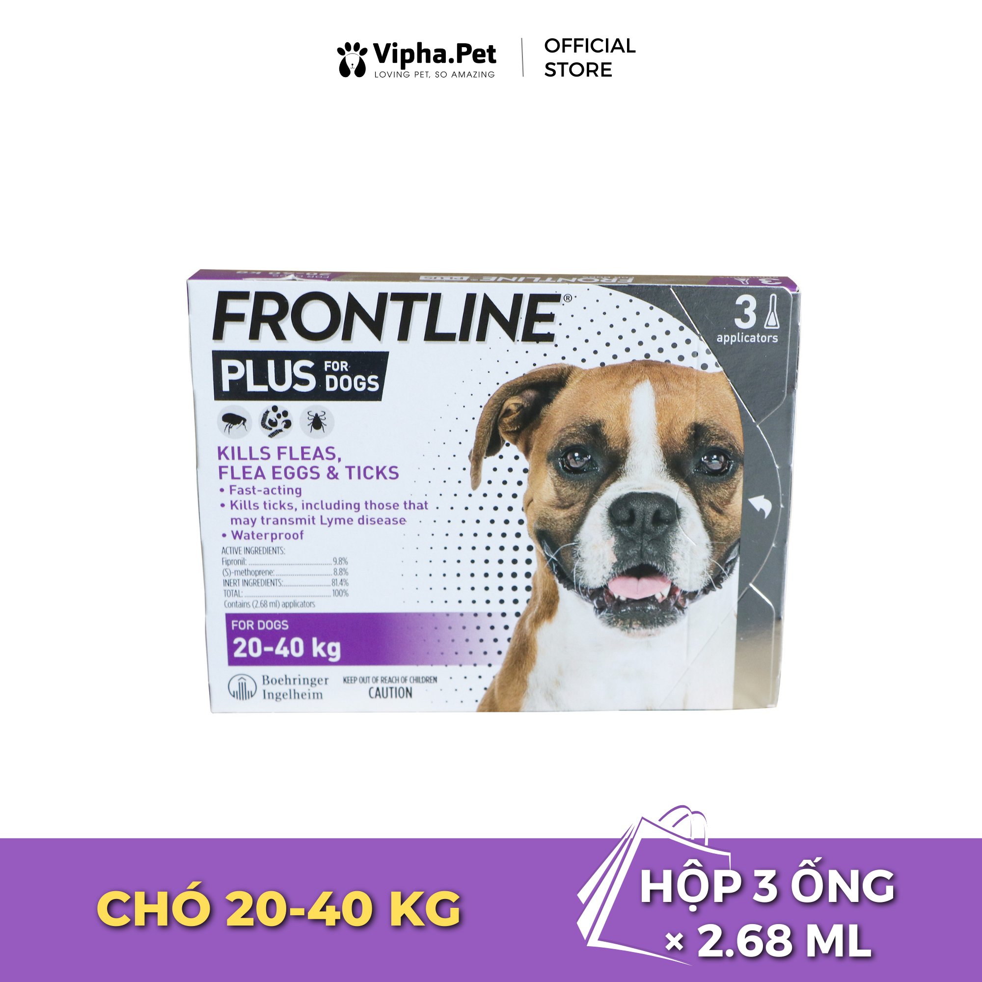  FRONTLINE® PLUS FOR DOGS Tuýp nhỏ gáy phòng & trị ve, rận, bọ chét (trứng, ấu trùng, con trưởng thành) cho chó size L (20-40kg) 