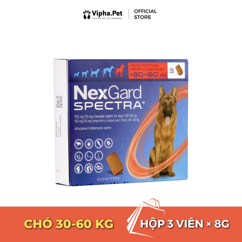 NexGard SPECTRA - Viên nhai phòng & trị nội, ngoại ký sinh dành cho chó size XL (30 - 60kg)