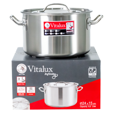 Nồi hầm 3 đáy Vitalux Infinity 24x15cm, 6.5L - 171344 || Vitalux Infinity 3-layer-bottom stockpot 24x15cm, 6.5L - 171344