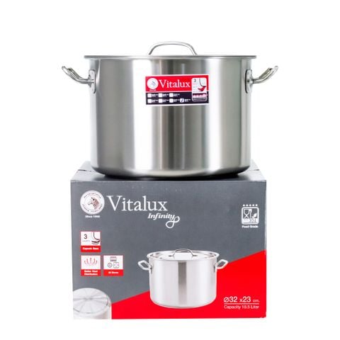 Nồi hầm 3 đáy Vitalux Infinity 32x23cm - 18L - 171347 ||  Vitalux Infinity 3-layer-bottom stockpot  32x23cm - 18L - 171347