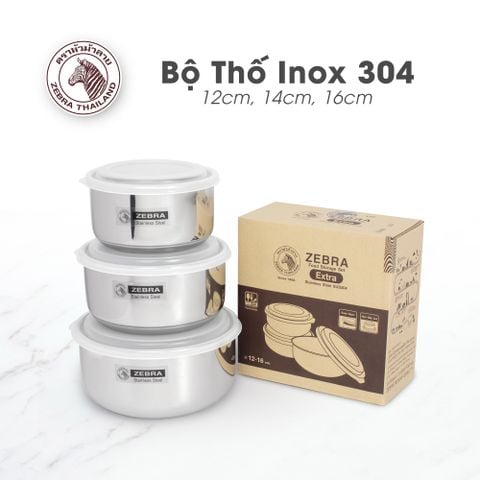 Bộ 3 thố Inox 304 nắp nhựa PP Zebra - 184151 - CGX