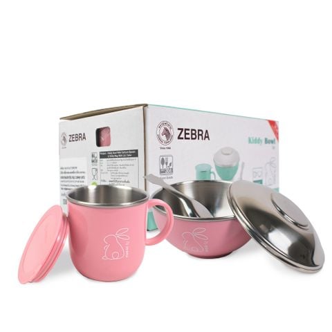 Bộ chén và ly cách nhiệt có nắp có muỗng Zebra Kiddy - 184285