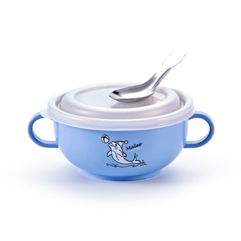 Bộ chén hai lớp có quai, nắp nhựa và muỗng - 184287 || Set of 2 rice bowls with handles, plastic lid and spoon - 184287