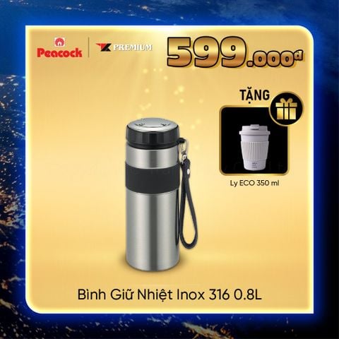 Bình giữ nhiệt Peacock Inox 316 0.8L - AMP-80