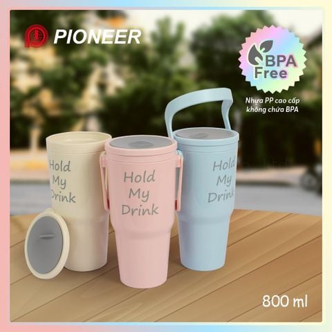 Ly nước 2 lớp PIONEER 800ml (quai xách, nắp trượt) - PN1072/3UTA - N24
