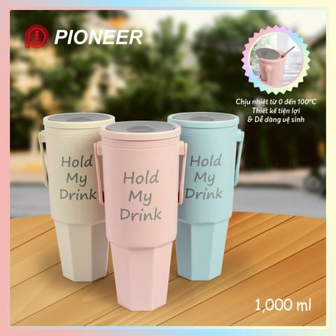 Ly nước 2 lớp PIONEER 1L (quai xách, nắp trượt)- PN1073L/3UTA - N24