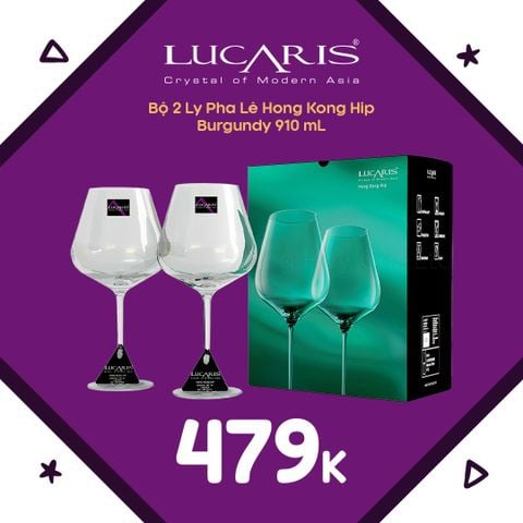 BỘ 2 LY PHA LÊ HONGKONG HIP BURGUNDY 910ML - 3LS04BG3202G