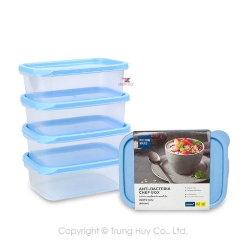 Bộ 4 hộp nhựa Chef Box 600ml - 6072/4 || Set of 4 plastic food containers 600ml - 6072/4