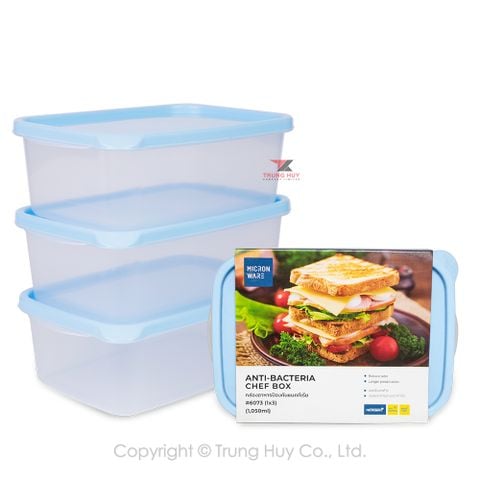 Bộ 3 hộp nhựa kháng khuẩn Chef Box Micron Ware 1,05L - 6073/3 || Set of 3 plastic food containers 1.05L - 6073/3