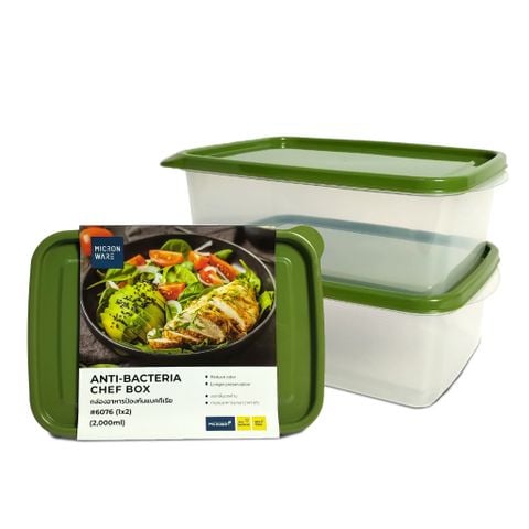 Bộ 2 hộp nhựa kháng khuẩn Micronware 2000ml - 6076/2