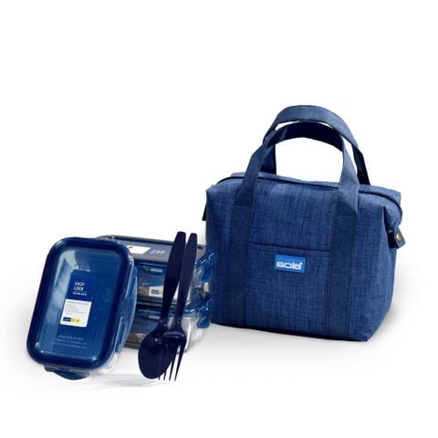 Bộ 3 hộp thủy tinh 350ml kèm túi - 6088S3