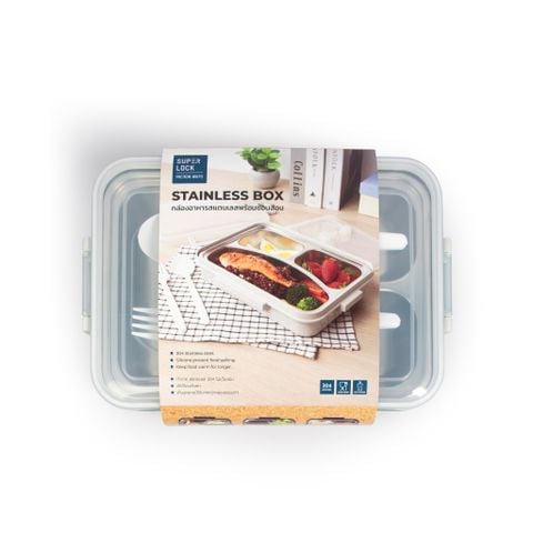 Hộp cơm 3 ngăn Micronware 850ml kèm muỗng nĩa - 6235